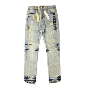 Reason Brand Men's Distressed Skinny Jeans 34x32 Ripped Denim Streetwear